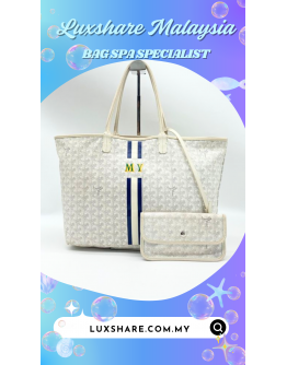 GOYARD SAINT LOUIS MM TOTE BAG IN WHITE " BAG SPA SERVICE AND TREATMENT LEATHER "