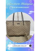 GUCCI GG SUPREME CANVAS TOTE BAG IN BEIGE AND EBONY (BAG SPA CLEANING, LEATHER REPLACEMENT)