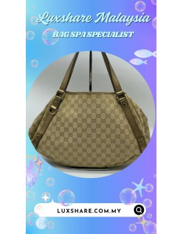 GUCCI BEIGE GG CANVAS ABBEY SHOULDER BAG (BAG SPA CLEANING,LEATHER REPLACEMENT)