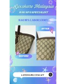 GUCCI OPHIDIA GG MEDIUM TOTE BAG IN BEIGE AND EBONY CANVAS (BAG SPA CLEANING,LEATHER REPLACEMENT)