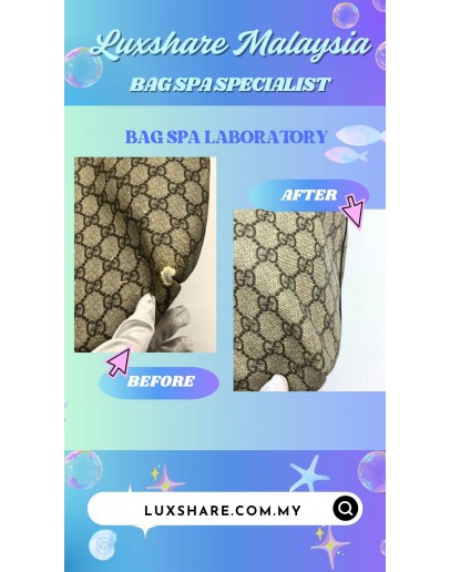 GUCCI OPHIDIA GG MEDIUM TOTE BAG IN BEIGE AND EBONY CANVAS (BAG SPA CLEANING,LEATHER REPLACEMENT)