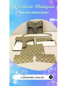 GUCCI DIONYSUS GG SUPREME CANVAS SHOULDER BAG (BAG SPA CLEANING,LEATHER REPLACEMENT)