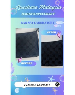 GUCCI MONOGRAM CANVAS SHOULDER BAG IN NAVY & BLACK (BAG SPA CLEANING, TREATMENT & CARE)