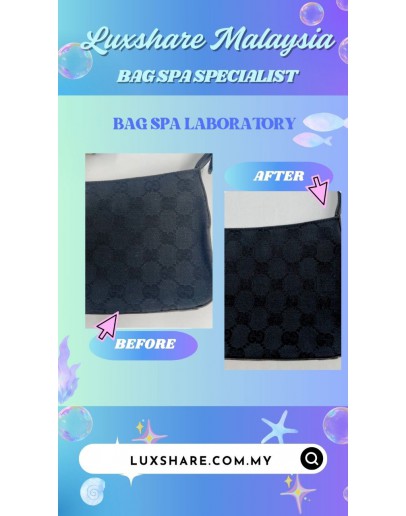 GUCCI MONOGRAM CANVAS SHOULDER BAG IN NAVY & BLACK (BAG SPA CLEANING, TREATMENT & CARE)