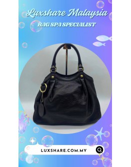 GUCCI SUKEY BLACK LEATHER HANDBAG (BAG SPA CLEANING,HARDWARE REPLACEMENT)