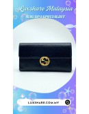  GUCCI INTERLOCKING LONG WALLET IN BLACK AND GOLD HARDWARE''GOLD PLATED AND NANO RESTORE''