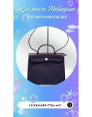 HERMES HERBAG ZIP IN PURPLE COLOR WITH A CANVAS BODY AND LEATHER FLAP (BAG SPA CLEANING,MOLD REMOVAL)