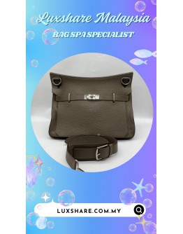 HERMES JYPSIERE BAG IN ETOUPE TAURILLON CLEMENCE LEATHER (BAG SPA CLEANING,TREATMENT AND CARE)
