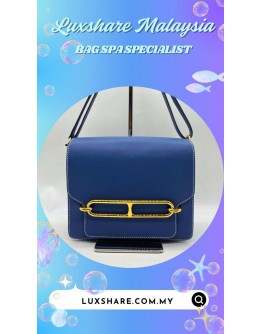 HERMES ROULIS BAG IN BLUE HYDRA (BAG SPA CLEANING,ANTIBACTERIAL)
