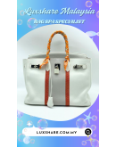 HERMES BIRKIN 35 IN WHITE TOGO LEATHER WITH PALLADIUM HARDWARE AND TWO TWILLY TIE ON HANDLE " BAG SPA SERVICE AND TREATMENT LEATHER"
