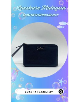 KATE SPADE LEATHER WRISTLET IN BLACK (BAG SPA CLEANING,ZIP REPLACEMENT)
