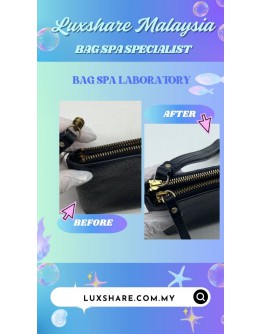 KATE SPADE LEATHER WRISTLET IN BLACK (BAG SPA CLEANING,ZIP REPLACEMENT)