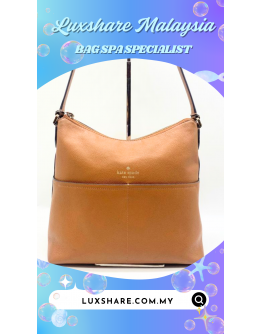 KATE SPADE NEW YORK BAILEY SHOULDER BAG IN BROWN GRAINED CALFSKIN LEATHER" DEEP CLEANING AND BAG SPA SERVICE"
