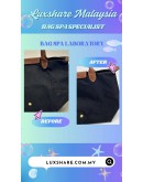 LONGCHAMP NAVY BLUE SHOULDER TOTE BAG WITH BROWN HANDLE (BAG SPA CLEANING,TREATMENT&CARE)