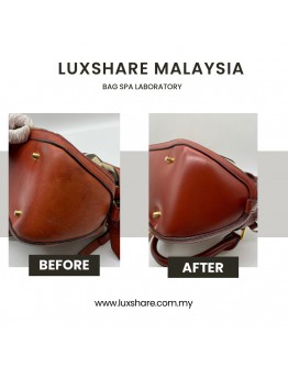 BURBERRY MONOGRAM RED LEATHER HANDLE BAG NANO RESTORATION