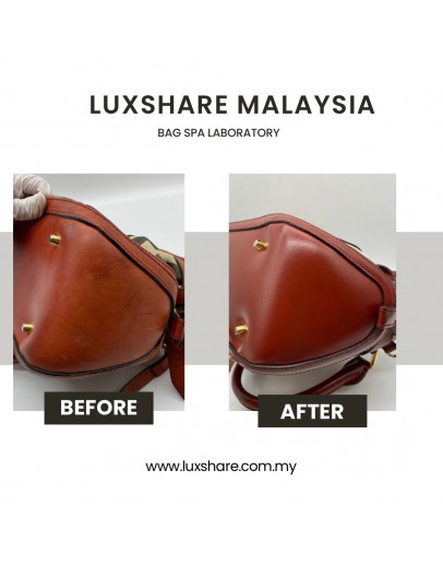 BURBERRY MONOGRAM RED LEATHER HANDLE BAG NANO RESTORATION