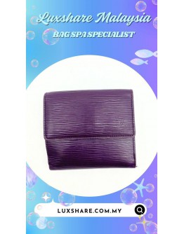 LOUIS VUITTON EPI LEATHER SARAH WALLET IN PURPLE ( BAG SPA CLEANING, TOUCH UP CORNER PART)