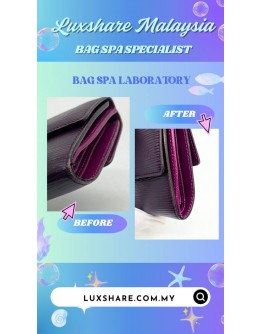 LOUIS VUITTON EPI LEATHER SARAH WALLET IN PURPLE ( BAG SPA CLEANING, TOUCH UP CORNER PART)