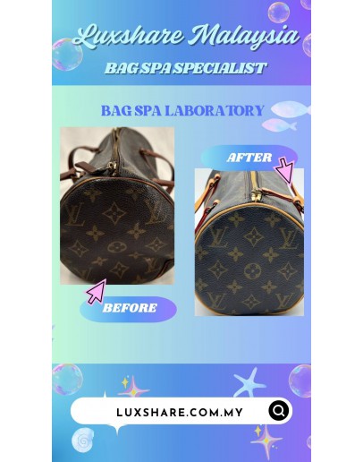 LOUIS VUITTON MONOGRAM CANVAS PAPILLON HANDBAG (VACHETTA LEATHER REPLACEMENT,BAG SPA CLEANING)