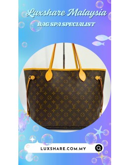 LOUIS VUITTON NEVERFULL MM IN CLASSIC MONOGRAM CANVAS WITH VACHETTA TRIM (BAG SPA CLEANING, VACHETTA LEATHER REPLACEMENT)