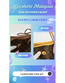 LOUIS VUITTON NEVERFULL MM IN CLASSIC MONOGRAM CANVAS WITH VACHETTA TRIM (BAG SPA CLEANING, VACHETTA LEATHER REPLACEMENT)