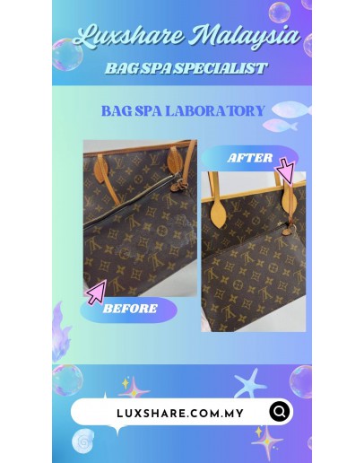 LOUIS VUITTON NEVERFULL MM TOTE BAG IN MONOGRAM CANVAS (LEATHER REPLACEMENT,VACHETTA LEATHER REPLACEMENT)