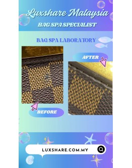 LOUIS VUITTON EVA DAMIER EBENE POCHETTE CLUTCH HANDBAG (BAG SPA CLEANING,TOUCH UP CORNER PART)