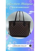 LOUIS VUITTON DAMIER EBENE NEVERFULL TOTE BAG (BAG SPA CLEANING,VACHETTA LEATHER REPLACEMENT)
