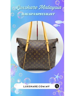 LOUIS VUITTON TOTALLY MM TOTE BAG IN BROWN MONOGRAM COATED CANVAS (BAG SPA CLEANING,VACHETTA LEATHER REPLACEMENT)