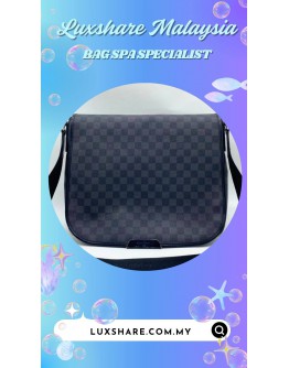 LOUIS VUITTON DANIEL MM MESSENGER BAG IN DAMIER GRAPHITE CANVAS (BAG SPA CLEANING,LEATHER REPLACEMENT)