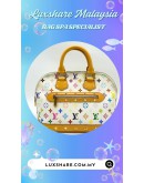 LOUIS VUITTON MULTICOLOR ALMA BAG IN WHITE (BAG SPA CLEANING,VACHETTA LEATHER REPLACEMENT)
