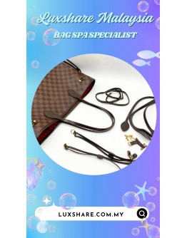 LOUIS VUITTON NEVERFULL MM TOTE BAG IN DAMIER EBENE CANVAS (BAG SPA CLEANING,VACHETTA LEATHER REPLACEMENT)