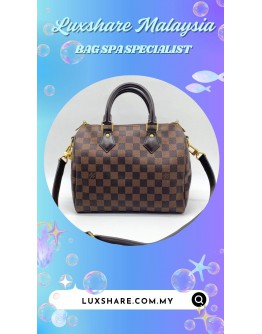 LOUIS VUITTON SPEEDY BANDOULIERE 25 HANDBAG IN DAMIER EBENE CANVAS (BAG SPA CLEANING,GOLD PLATED)