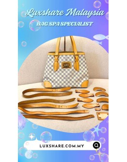 LOUIS VUITTON DAMIER AZUR HAMPSTEAD PM TOTE BAG (BAG SPA CLEANING,VACHETTA LEATHER REPLACEMENT)