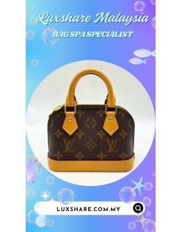 LOUIS VUITTON MINI ALMA (BAG SPA CLEANING, NANO RESTORATION ON VACHETTA LEATHER PART)