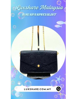 LOUIS VUITTON POCHETTE FELICIE IN BLACK (STICK BACK DOWN LEATHER PART , GOLD PLATED )