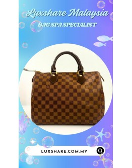 LOUIS VUITTON SPEEDY DAMIER EBENE HANDBAG (BAG SPA CLEANING, NANO RESTORATION)