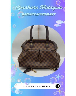 LOUIS VUITTON TREVI PM HANDBAG IN DAMIER EBENE CANVAS (REMOVE MOULD,BAG SPA CLEANING)