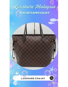 LOUIS VUITTONDAMIER EBENE NEVERFULL MM TOTE BAG (BAG SPA CLEANING, TOUCH UP CORNER COLOUR FADED PART)