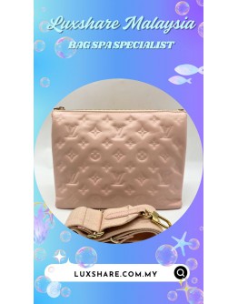 LOUIS VUITTON COUSSIN PM HANDBAG IN PINK (TOUCH UP 4 CORNER PART& OUTSIDE BLACK STAIN PART, SEW BACK THE LEATHER HOOK PART)