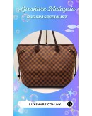 LOUIS VUITTON NEVERFULL TOTE BAG IN DAMIER EBENE CANVAS (BAG SPA CLEANING,VACHETTA LEATHER REPLACEMENT)