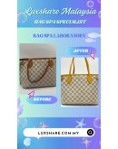 LOUIS VUITTON NEVERFULL PM BAG IN DAMIER AZUR CANVAS (BAG SPA CLEANING,  VACHETTA LEATHER REPLACEMENT)