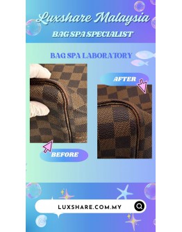 LOUIS VUITTON NEVERFULL TOTE BAG IN DAMIER EBENE CANVAS (BAG SPA CLEANING,VACHETTA LEATHER REPLACEMENT)
