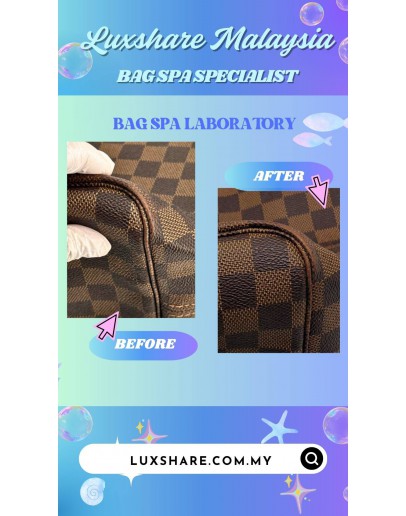 LOUIS VUITTON NEVERFULL TOTE BAG IN DAMIER EBENE CANVAS (BAG SPA CLEANING,VACHETTA LEATHER REPLACEMENT)