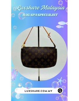 LOUIS VUITTON POCHETTE ACCESSORIES BAG IN MONOGRAM CANVAS (BAG SPA CLEANING,VACHETTA LEATHER REPLACEMENT)