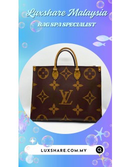 LOUIS VUITTON ON-THE-GO GM TOTE BAG IN REVERSE MONOGRAM GIANT CANVAS (REMOVE MOULD,OIL EDGE)