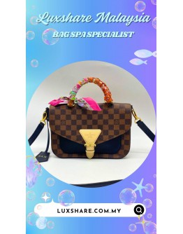 LOUIS VUITTON BEAUMARCHAIS STACHEL IN DAMUER EBENE CANVAS (BAG SPA CLEANING,TREATMENT AND CARE)