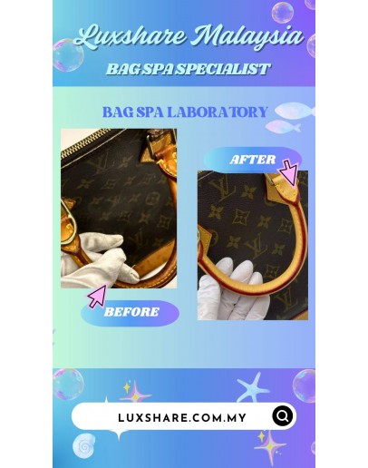 LOUIS VUITTON ALMA HANDBAG IN MONOGRAM CANVAS WITH VACHETTA LEATHER TRIM (BAG SPA CLEANING,VACHETTA LEATHER REPLACEMENT)
