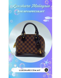 LOUIS VUITTON ALMA BB IN DAMIER EBENE CANVAS (BAG SPA CLEANING,NANO RESTORATION)