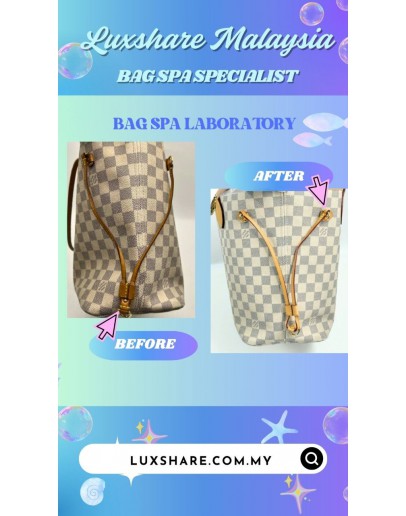 LOUIS VUITTON NEVERFULL MM DAMIER AZUR (BAG SPA CLEANING,VACHETTA LEATHER REPLACEMENT)